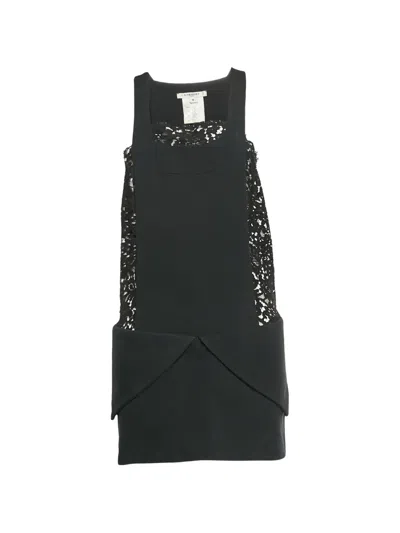 Pre-owned Givenchy Lace-paneled Pleated Dress In Black