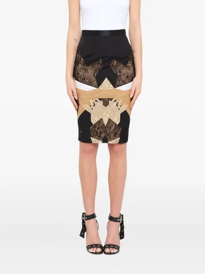 Givenchy Lace-panelled Midi Skirt In Multi