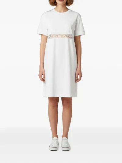 Pre-owned Givenchy Lace-trim Short-sleeve Mini T-shirt Dress In White