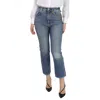 GIVENCHY GIVENCHY LADIES MEDIUM BLUE CHAIN DETAIL STRAIGHT-LEG CROPPED JEANS