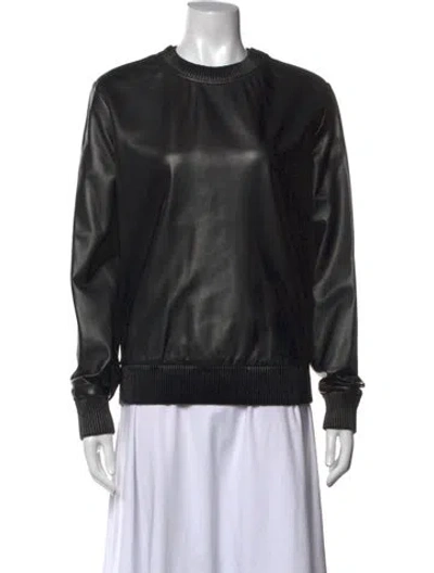 Pre-owned Givenchy Lamb Leather Crew Neck Sweatshirt In Black