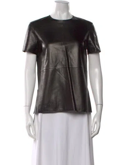 Pre-owned Givenchy Lamb Leather Crew Neck Top In Brown