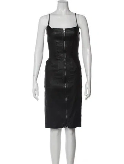 Pre-owned Givenchy Lamb Leather Knee-length Dress In Black