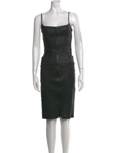 Pre-owned Givenchy Lamb Leather Knee-length Dress In Black