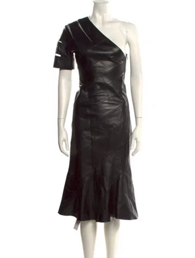 Pre-owned Givenchy Lamb Leather Midi Length Dress W/ Tags In Black