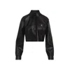 Givenchy Leather Button-down Crop Shirt In Black