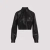 Givenchy Leather Button-down Crop Shirt In Black