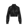 Givenchy Leather Button-down Crop Shirt In Black