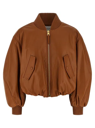 Givenchy Lamb Nappa Leather Bomber Jacket In Brown