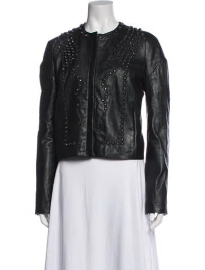 Pre-owned Givenchy Lambskin Biker Jacket In Blue