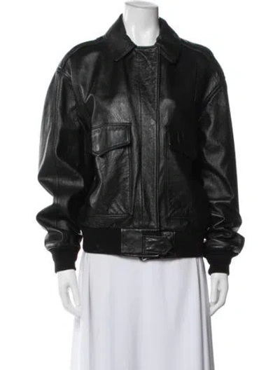 Pre-owned Givenchy Lambskin Bomber Jacket In Black