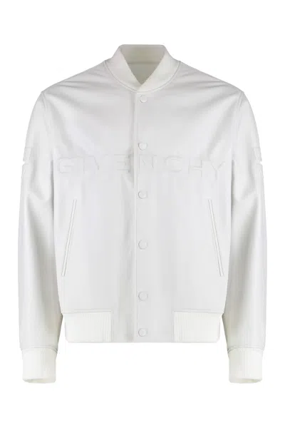 Givenchy Men's Lambskin Bomber Jacket In White