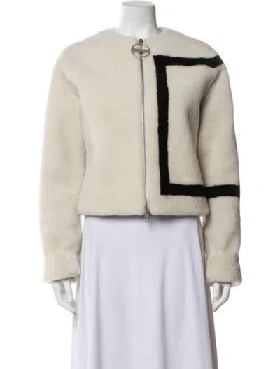 Pre-owned Givenchy Lambskin Colorblock Pattern Jacket In Neutrals