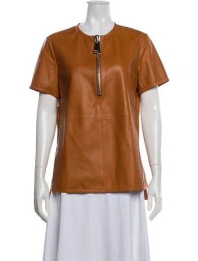 Pre-owned Givenchy Lambskin Crew Neck Top In Orange