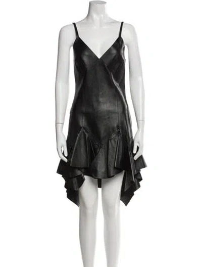 Pre-owned Givenchy Lambskin Knee-length Dress In Black