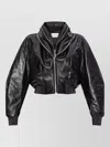 Givenchy Lambskin Leather Shawl Collar Ribbed Bomber Jacket In Black