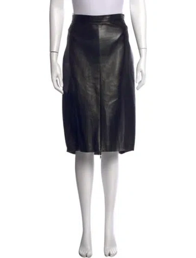 Pre-owned Givenchy Lambskin Midi Length Skirt In Black