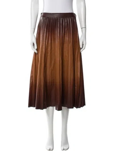 Pre-owned Givenchy Lambskin Midi Length Skirt W/ Tags In Orange