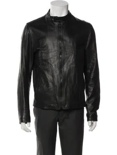 Pre-owned Givenchy Lambskin Moto Jacket In Blue