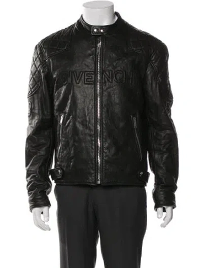 Pre-owned Givenchy Lambskin Moto Jacket In Green