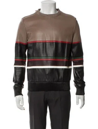 Pre-owned Givenchy Lambskin Plaid Print Moto Jacket In Neutral