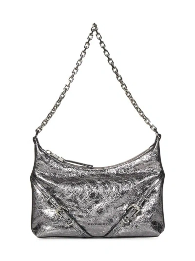 Givenchy Laminated Leather Shoulder Bag In Silver