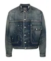 Givenchy 4g Plaque Distressed Denim Jacket In Black