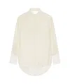 Givenchy Oversized Shirt In Silk And Linen With Draped Back In Ivory White
