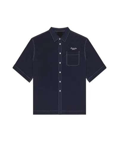 Givenchy Lapel Short-sleeved Shirt In Navy