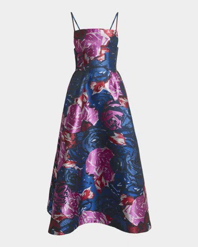 Givenchy Large Floral Sliced Volume Dress In Blue