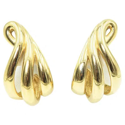 Pre-owned Givenchy Large Gold Toned Stylized Open Swirl Ribbon Hoop Earrings In Multi