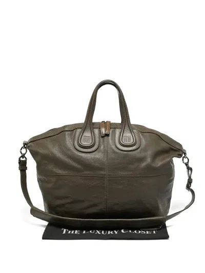 Pre-owned Givenchy Large Nightingale Leather Tote Bag In Green