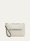 Givenchy Large Pouch Wristlet In Canvas In Beige/black