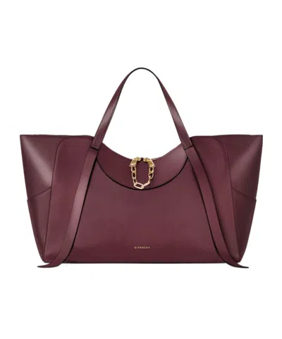 Givenchy Large The Snatch Bag In Grained Leather In Eggplant