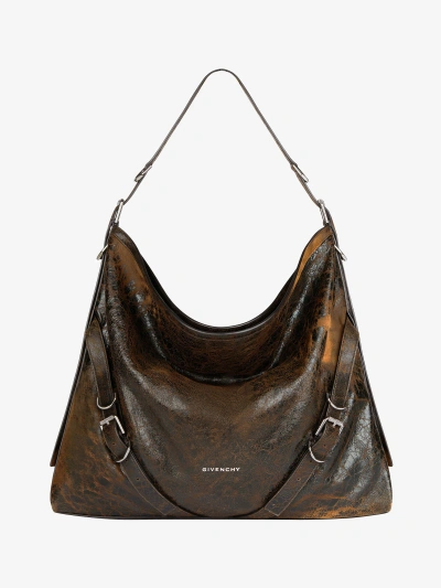 Givenchy Large Voyou Bag In Crackled Leather In Multicolor