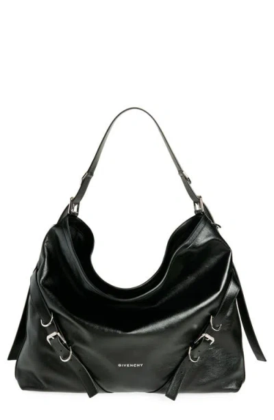 Givenchy Large Voyou Leather Shoulder Bag In Black