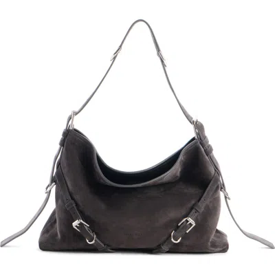 Givenchy Large Voyou Suede Shoulder Bag In Black