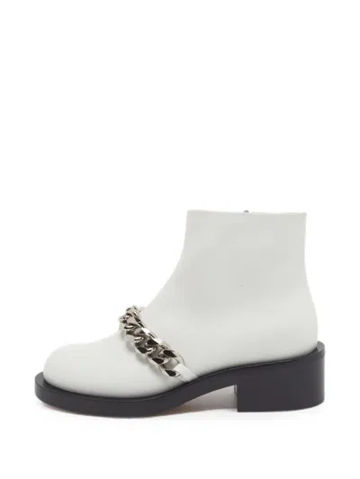 Pre-owned Givenchy Laura Chain-link Boots In White