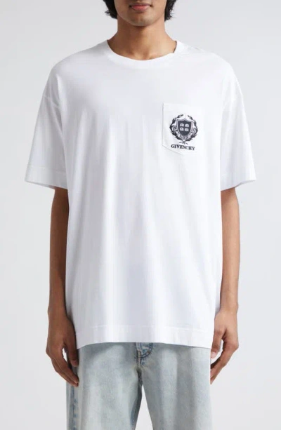 Givenchy Laurel Crest Logo Oversize Pocket T-shirt In White