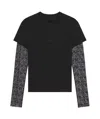 Givenchy Overlapped Slim Fit T-shirt In Cotton And Lace In Black