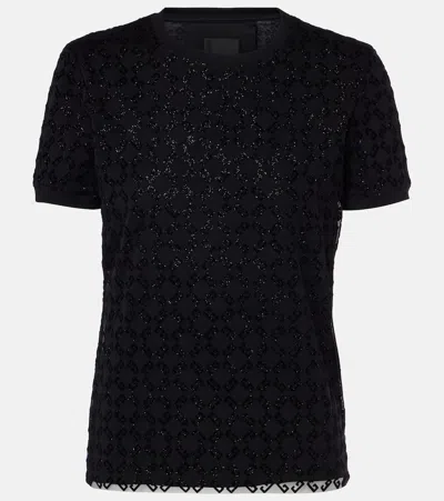 Givenchy Oversized Cotton T-shirt With Crystal Logo In Black