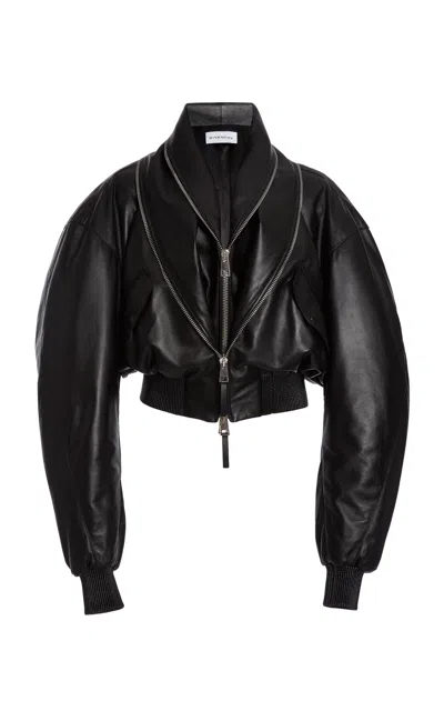 GIVENCHY LAYERED LEATHER BOMBER JACKET