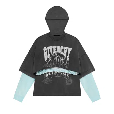 Pre-owned Givenchy Layered Long-sleeve Graphic T-shirt With Balaclava 'grey' | Men's Size M