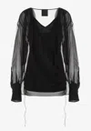 Givenchy Silk Shirt With V-neckline And Draped Lace-up Details In Black
