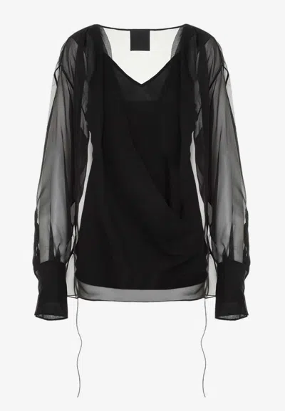 GIVENCHY LAYERED SEMI-SHEER SILK TOP