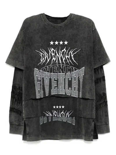 Givenchy Layered-sleeve T-shirt In 黑色