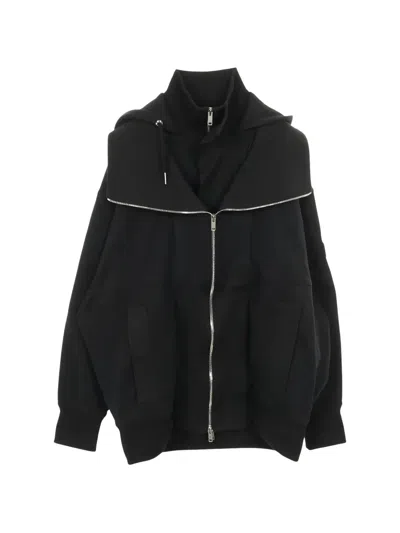 Pre-owned Givenchy Layered Zip-up Hooded Jacket In Black