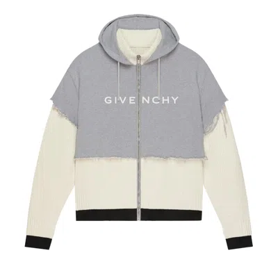 Pre-owned Givenchy Layered Zip-up Logo Sweater 'cream' | Men's Size M