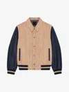 Givenchy Le Clos Varsity Jacket In Raffia And Leather In Beige/blue