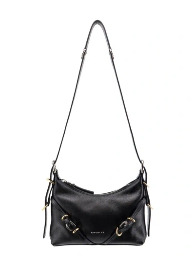 GIVENCHY LEAHTER SHOULDER BAG WITH FRONTAL STRAPS